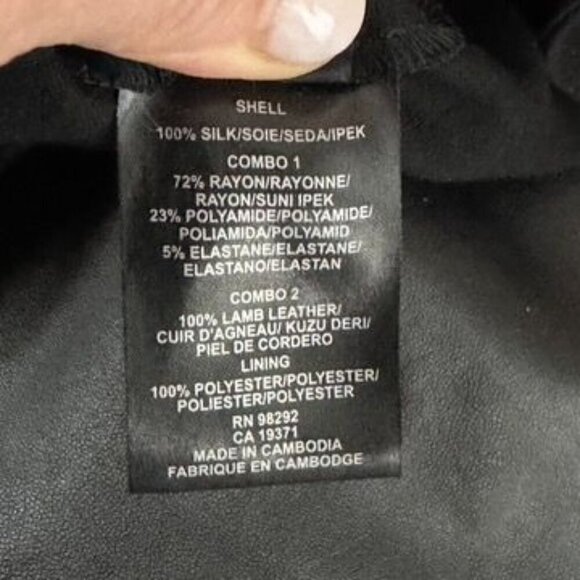 Tibi Asymmetric leather Wrap Dress size 0 black lamb leather and silk sleeveless - Picture 8 of 11